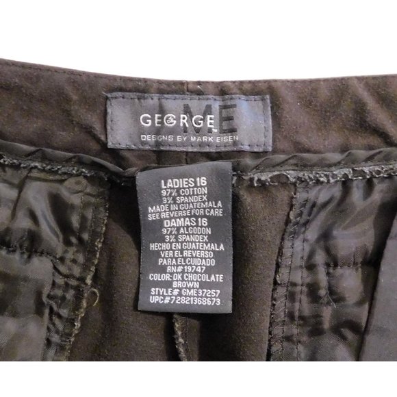 George Shorts Ladies 16 Dark Chocolate Brown Flat Front Cuffed Hem Cotton Blend - Picture 8 of 8